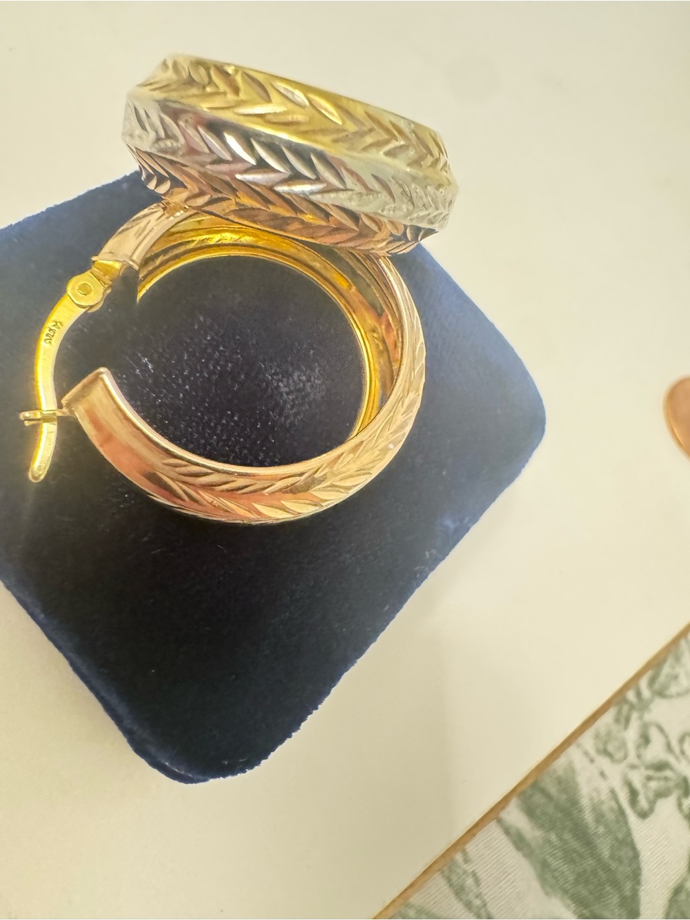 925 sterling silver two-tone hoop earrings